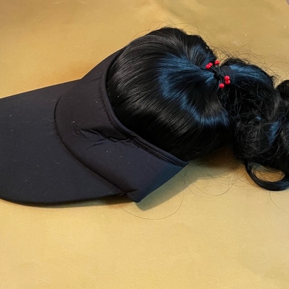 Baseball Cap Wig with Curly Hair Ponytail Hair Extension Adjustable Black - Picture 5 of 8